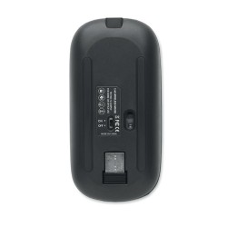 Souris sans fil rechargeable  personnalisée - CURVY C Matières : ABS recyclé Couleurs : noir cadeau entreprise pas cher
