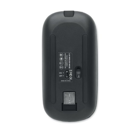 Souris sans fil rechargeable  personnalisée - CURVY C Matières : ABS recyclé Couleurs : noir cadeau entreprise pas cher
