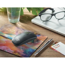 Souris sans fil rechargeable  personnalisée - CURVY C Matières : ABS recyclé Couleurs : noir personnalisation rapide en France
