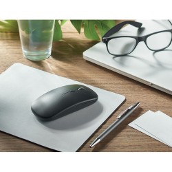 Souris sans fil rechargeable  personnalisée - CURVY C Matières : ABS recyclé Couleurs : noir goodies entreprise design