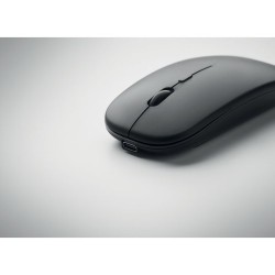 Souris sans fil rechargeable  personnalisée - CURVY C Matières : ABS recyclé Couleurs : noir impression logo haute qualité