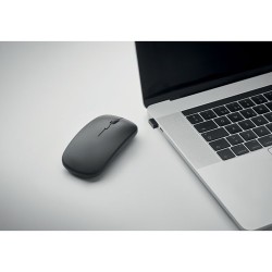 Souris sans fil rechargeable  personnalisée - CURVY C Matières : ABS recyclé Couleurs : noir marquage couleur éclatante