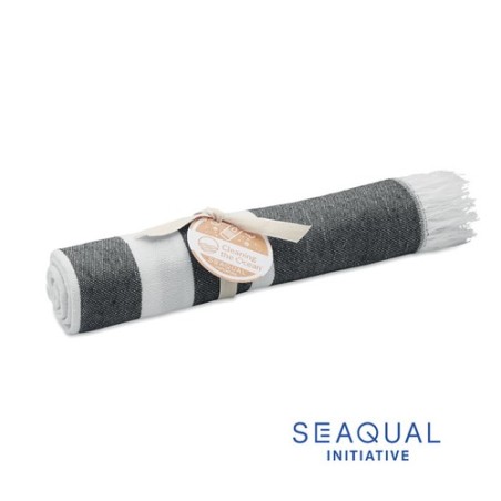 Serviette de plage  personnalisée 100x170cm - SEAQUAL® Matières : coton recyclé Couleurs : gris