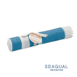 Serviette de plage  personnalisée 100x170cm - SEAQUAL® Matières : coton recyclé Couleurs : turquoise personnalisable avec votre 