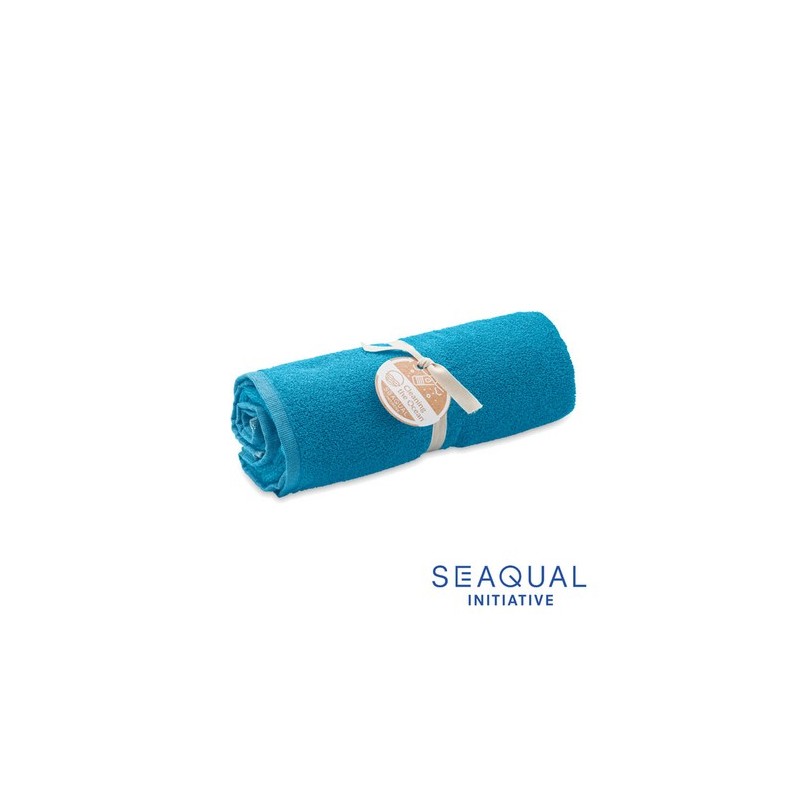 Serviette de bain  personnalisée 70x140cm - SEAQUAL® Matières : coton recyclé Couleurs : turquoise