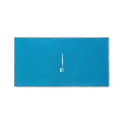 Serviette de bain  personnalisée 70x140cm - SEAQUAL® Matières : coton recyclé Couleurs : turquoise impression logo haute qualité