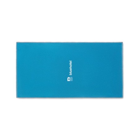 Serviette de bain  personnalisée 70x140cm - SEAQUAL® Matières : coton recyclé Couleurs : turquoise impression logo haute qualité