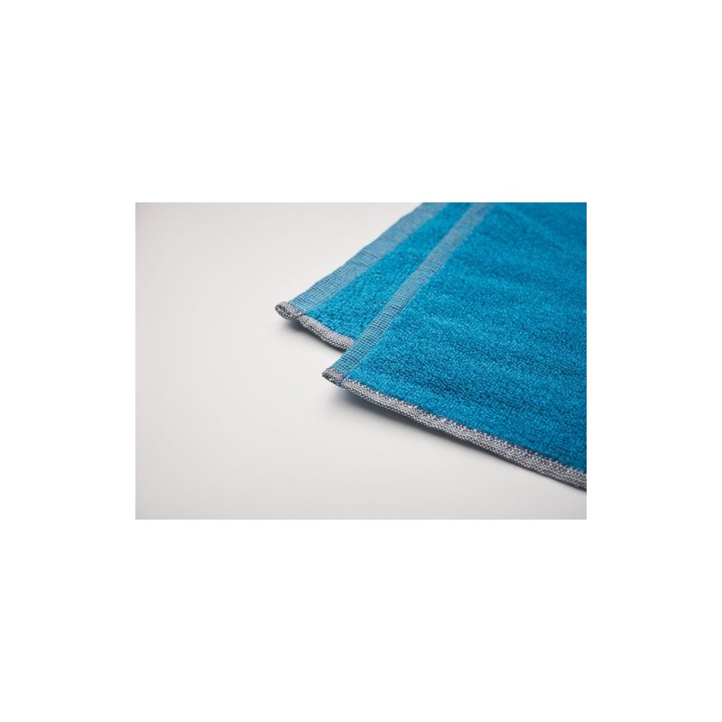 Serviette de bain  personnalisée 70x140cm - SEAQUAL® Matières : coton recyclé Couleurs : turquoise personnalisation sur mesure