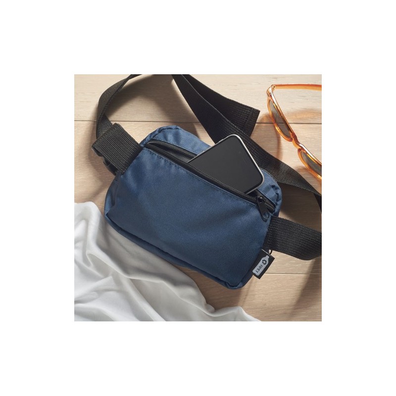 Sac banane  en polyester 300D personnalisée TOSHI Matières : PET recyclé Couleurs : bleu personnalisation rapide en France