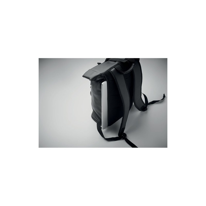 Sac à dos enroulable  en PU - BAI ROLL Matières : PU Couleurs : noir personnalisation rapide en France