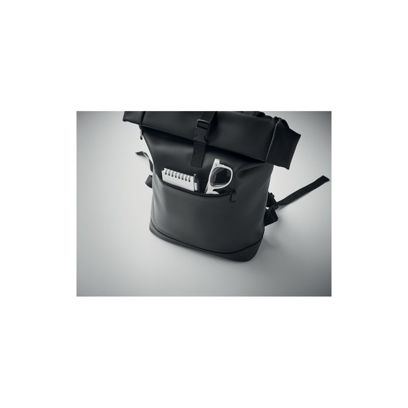 Sac à dos enroulable  en PU - BAI ROLL Matières : PU Couleurs : noir cadeau client original
