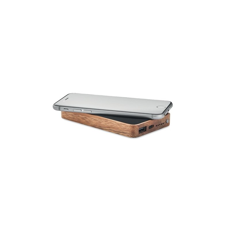 Powerbank sans fil  4000 mAh à charge rapide - ACAPOW Matières : bois Couleurs : noir goodies publicitaire événementiel