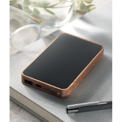 Powerbank sans fil  4000 mAh à charge rapide - ACAPOW Matières : bois Couleurs : noir marquage laser ultra précis