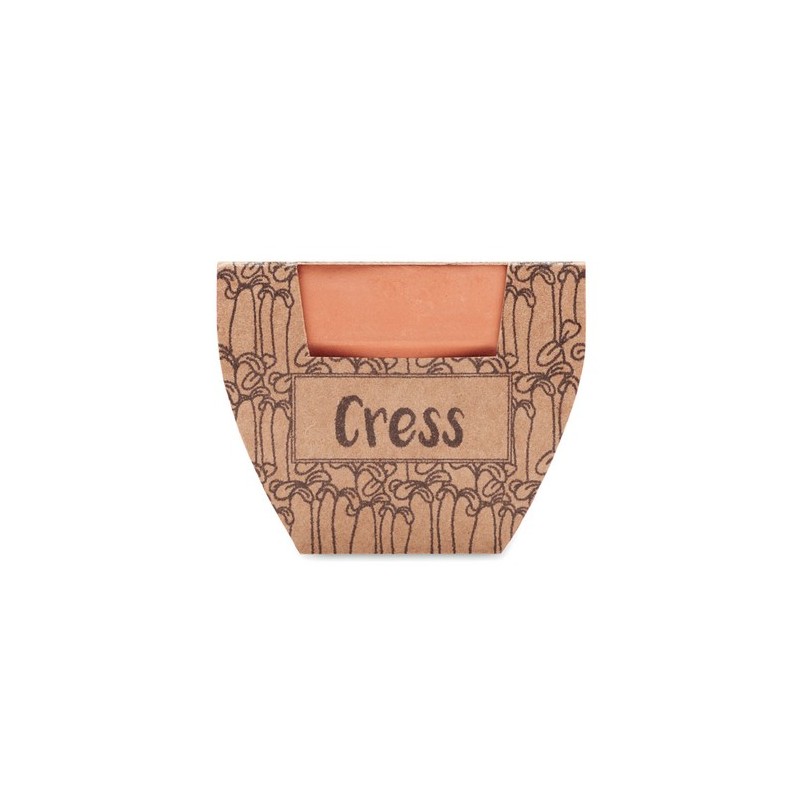 Pot  personnalisé avec graines de cresson - Cress Pot Couleurs : bois Matières : terre cuite personnalisable avec votre logo