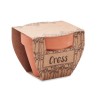 Pot  personnalisé avec graines de cresson - Cress Pot Couleurs : bois Matières : terre cuite cadeau entreprise pas cher