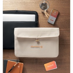 Pochette personnalisée en coton pour ordinateur 15 pouces - COTIN objet promotionnel éco-responsable