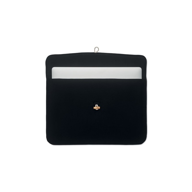 Pochette personnalisée en coton pour ordinateur 15 pouces - COTIN Matières : coton Couleurs : noir marquage laser ultra précis