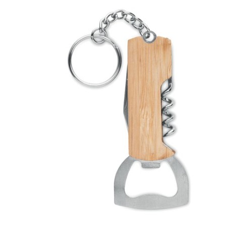Outil de poche 3en1 en bambou personnalisé et pratique - ALLIN1 Matières : acier inoxydable Couleurs : bois