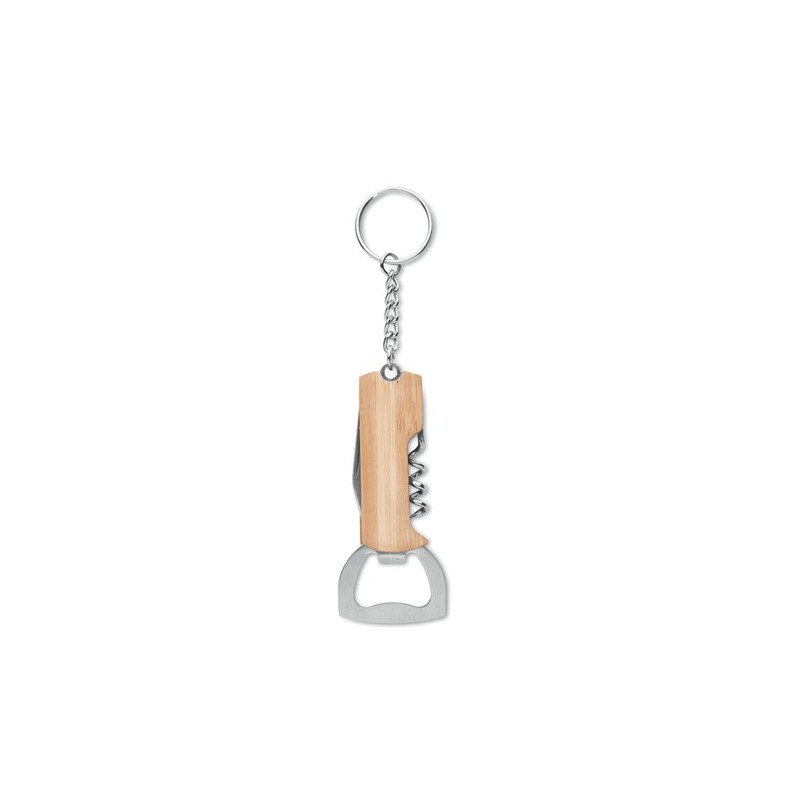 Outil de poche 3en1 en bambou personnalisé et pratique - ALLIN1 Matières : acier inoxydable Couleurs : bois personnalisable avec