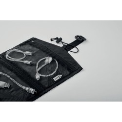 Organisateur de câbles pratique et  - TRAVELI Matières : PET recyclé Couleurs : noir goodies publicitaire événementiel
