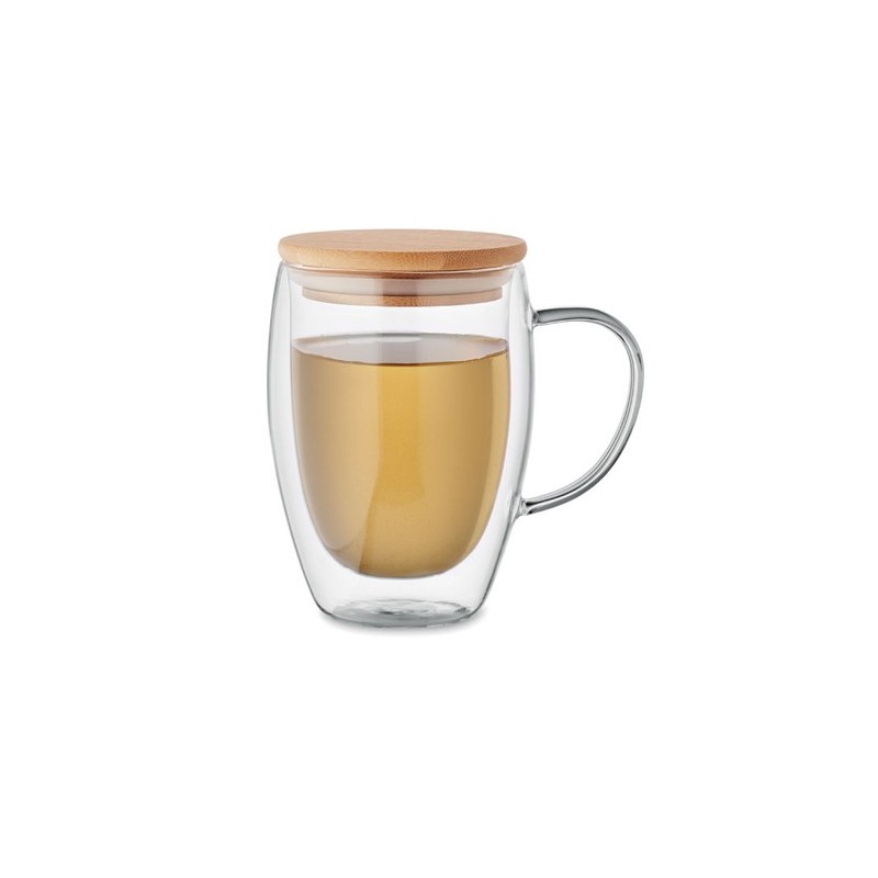 Mug personnalisé en verre double paroi 350ml - TIROL Matières : borosilicate Couleurs : transparent cadeau entreprise pas cher