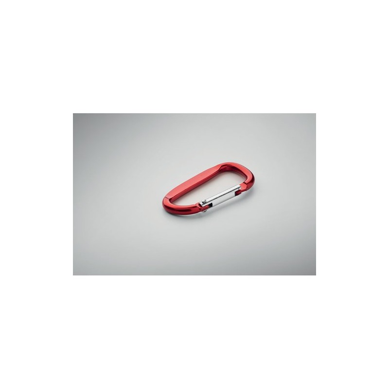 Mousqueton pratique en aluminium - objet publicitaire GANCHO Matières : aluminium Couleurs : rouge accessoire événementiel uniqu