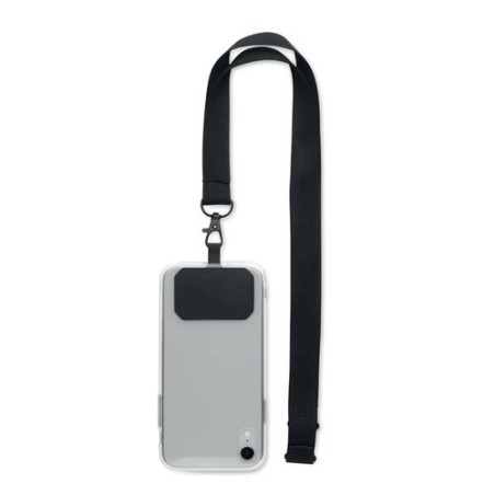 Lanyard pratique personnalisée pour téléphone - AMESTE Matières : PET Couleurs : noir personnalisable avec votre logo
