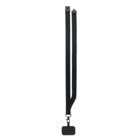Lanyard pratique personnalisée pour téléphone - AMESTE Matières : PET Couleurs : noir marquage laser ultra précis