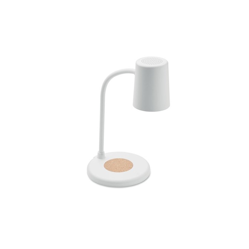 Lampe haut-parleur multifonction personnalisable avec chargeur - SPOT Matières : ABS Couleurs : blanc personnalisable avec votre