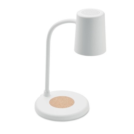 Lampe haut-parleur multifonction personnalisable avec chargeur - SPOT Matières : ABS Couleurs : blanc personnalisable avec votre