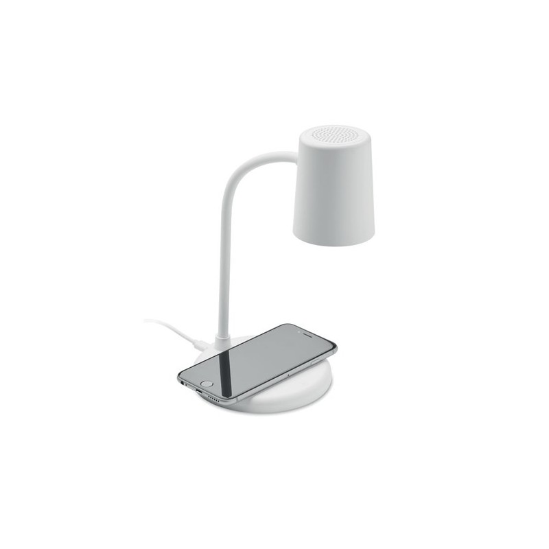 Lampe haut-parleur multifonction personnalisable avec chargeur - SPOT Matières : ABS Couleurs : blanc cadeau entreprise pas cher