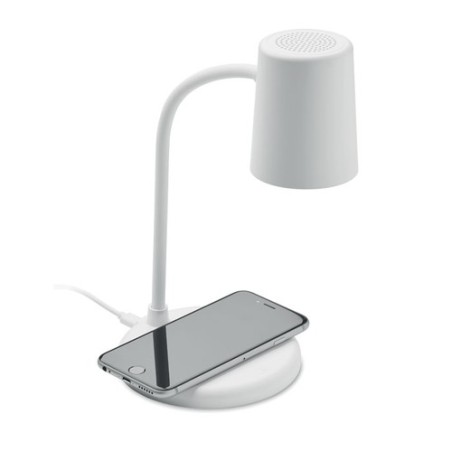 Lampe haut-parleur multifonction personnalisable avec chargeur - SPOT Matières : ABS Couleurs : blanc cadeau entreprise pas cher