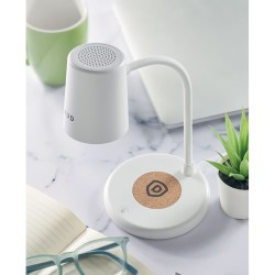 Lampe haut-parleur multifonction personnalisable avec chargeur - SPOT Matières : ABS Couleurs : blanc goodies publicitaire événe