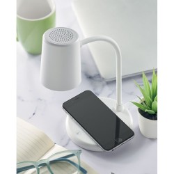 Lampe haut-parleur multifonction personnalisable avec chargeur - SPOT Matières : ABS Couleurs : blanc goodies entreprise design