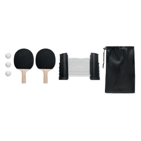 Set de tennis de table personnalisé pas cher - PING PONG Matières : bois Couleurs : noir personnalisable avec votre logo