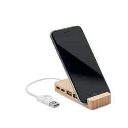 Hub USB Éco-responsable à 4 Ports en Bambou - HUBSTAND Matières : bambou Couleurs : bois cadeau entreprise pas cher