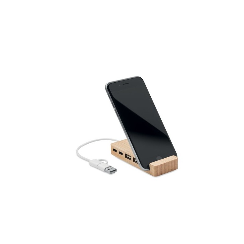 Hub USB Éco-responsable à 4 Ports en Bambou - HUBSTAND Matières : bambou Couleurs : bois cadeau entreprise pas cher