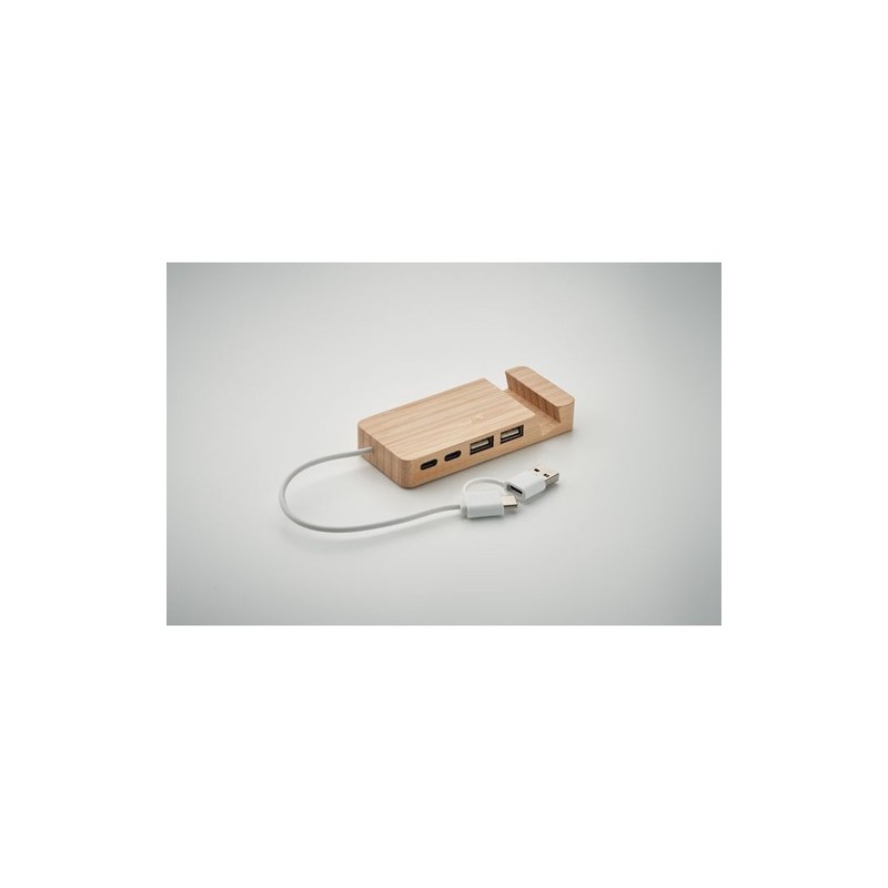 Hub USB Éco-responsable à 4 Ports en Bambou - HUBSTAND Matières : bambou Couleurs : bois impression haute définition