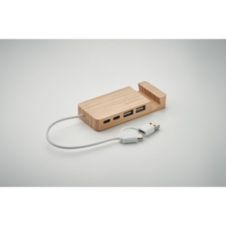 Hub USB 4 Ports en Bambou - HUBSTAND