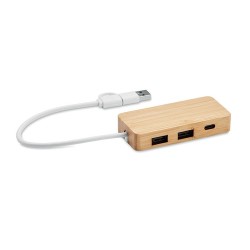 Hub USB 3 Ports Écologique en Bambou Personnalisé - HUBBAM