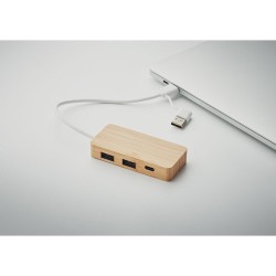 Hub USB 3 Ports Éco-responsable en Bambou Personnalisé - HUBBAM Matières : bambou Couleurs : bois livraison express 24h 48h