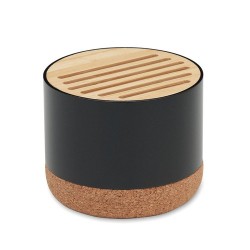 Haut-parleur Éco-responsable Personnalisé en Liège et Alu - RUMBA Matières : aluminium Couleurs : noir