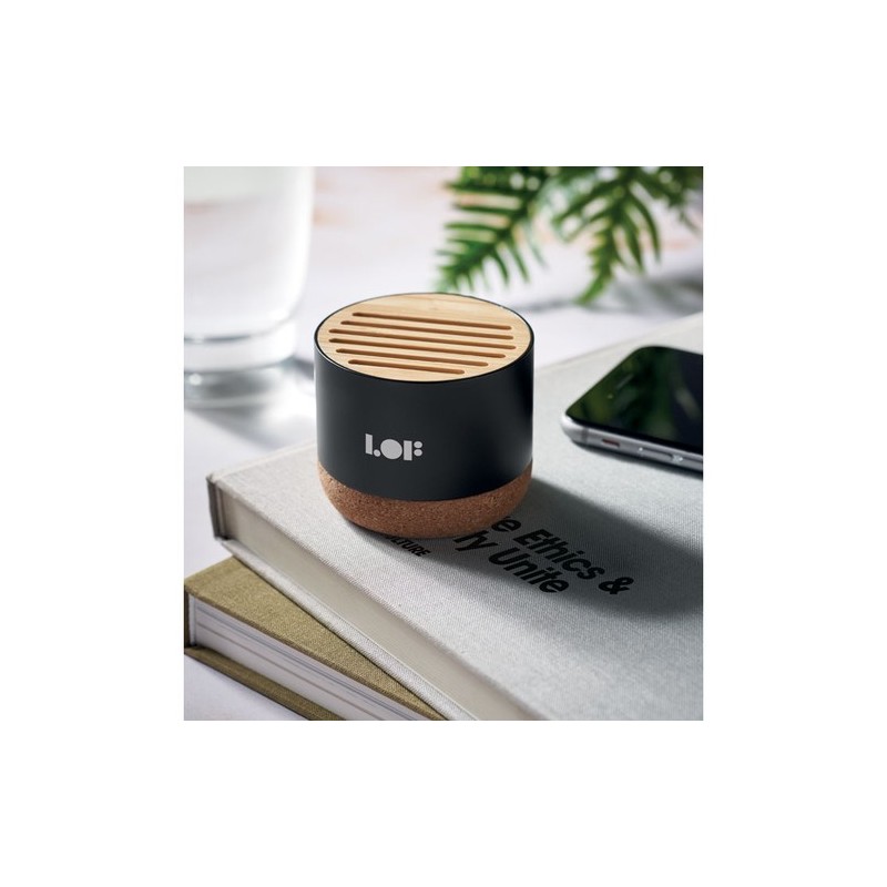 Haut-parleur en liège et alu RUMBA : Écologique et Stylé