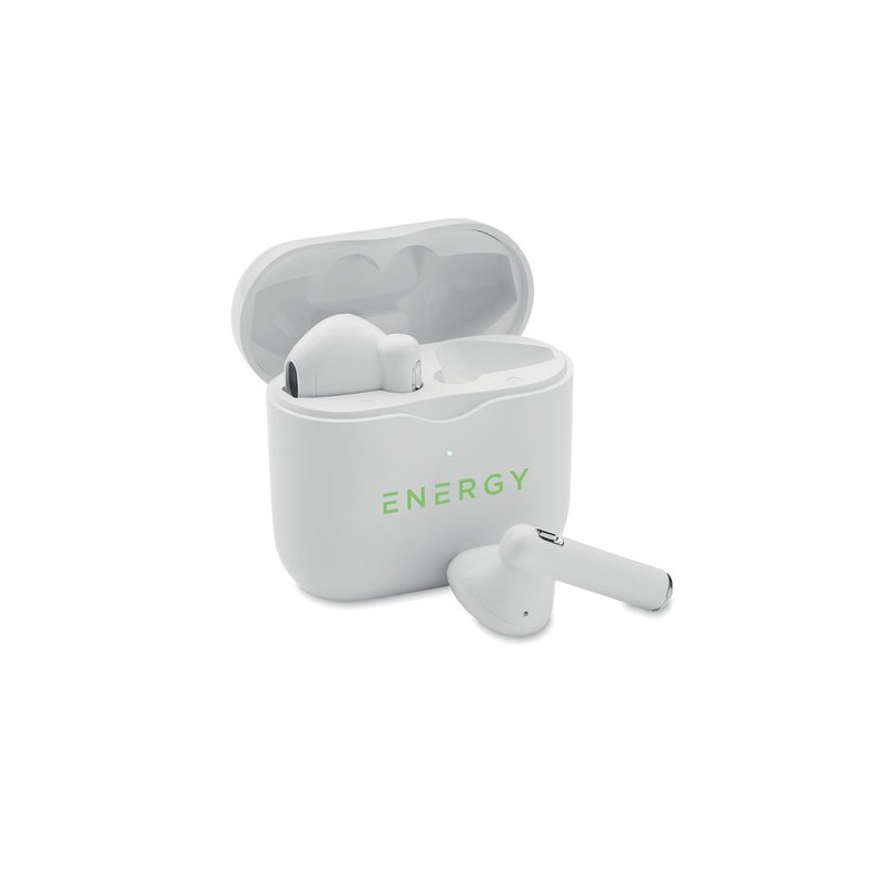 Écouteurs TWS de qualité personnalisés avec base de charge - ORETA Matières : ABS Couleurs : blanc goodies publicitaire événemen