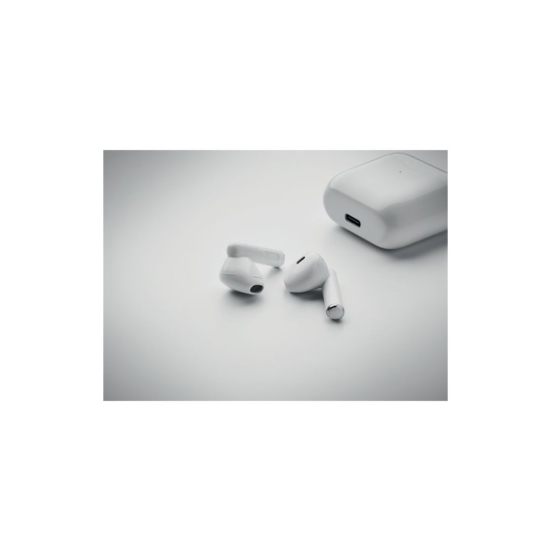 Écouteurs TWS de qualité personnalisés avec base de charge - ORETA Matières : ABS Couleurs : blanc objet promotionnel éco-respon