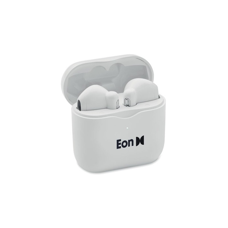 Écouteurs TWS de qualité personnalisés avec base de charge - ORETA Matières : ABS Couleurs : blanc cadeau collaborateur premium