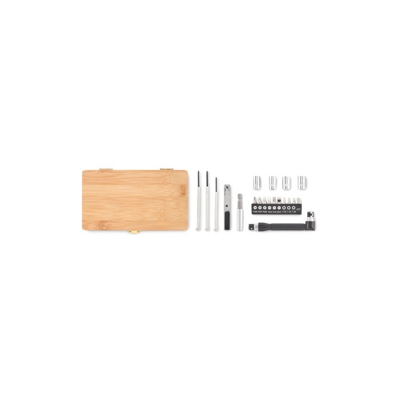 Jeu d'outils personnalisables 20 pièces GALLAWAY Matières : bambou Couleurs : bois cadeau entreprise pas cher