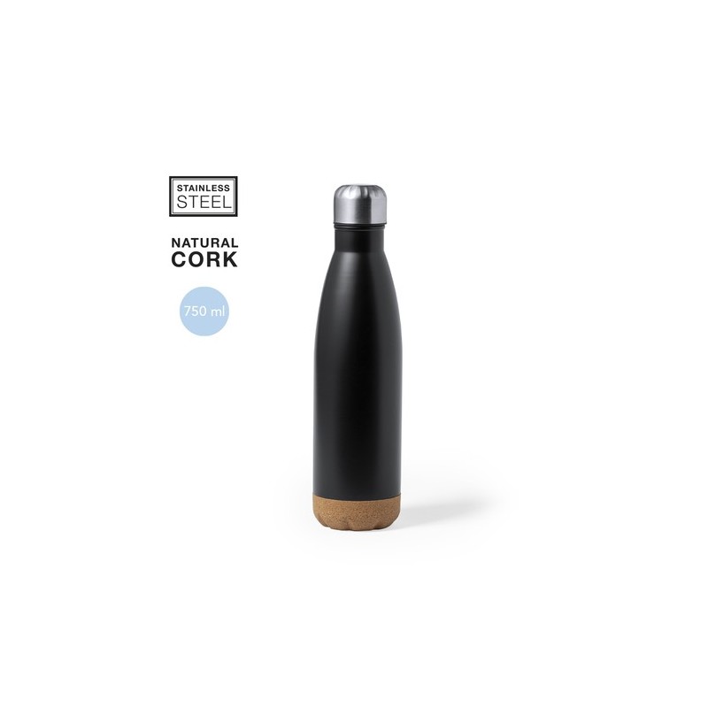 Bidon Personnalisable 750 ml Éco-responsable Kraten Matières : liège Couleurs : noir marquage laser ultra précis