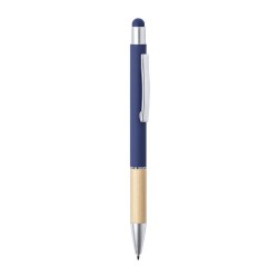 Stylet bille élégant personnalisé multifonction pas cher - Zabox Matières : bambou Couleurs : bleu marine