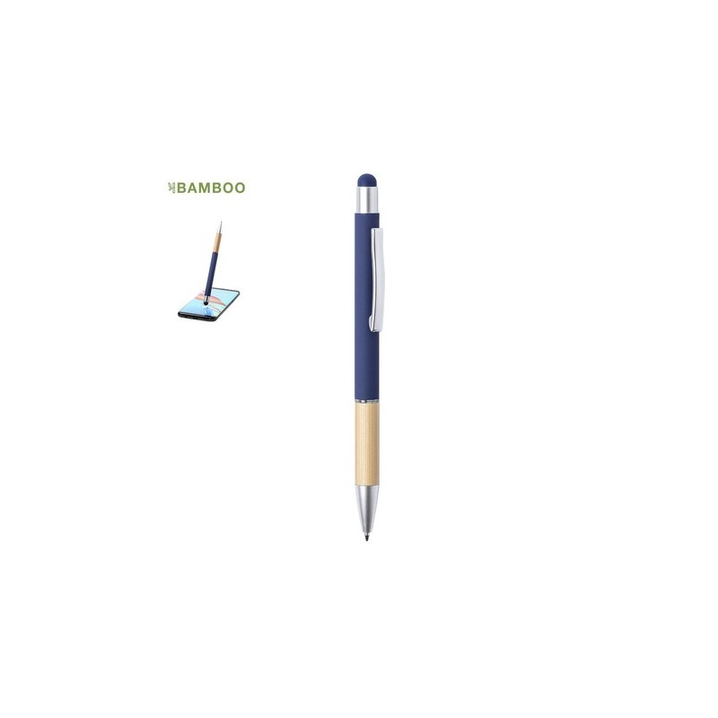 Stylet bille élégant personnalisé multifonction pas cher - Zabox Matières : bambou Couleurs : bleu marine livraison express 24h 